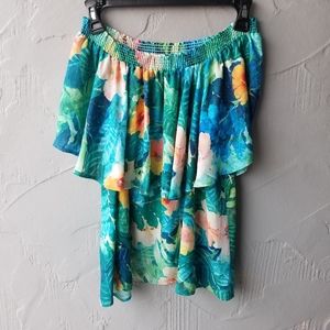 SMYM bungalow tropical off shoulder top large
